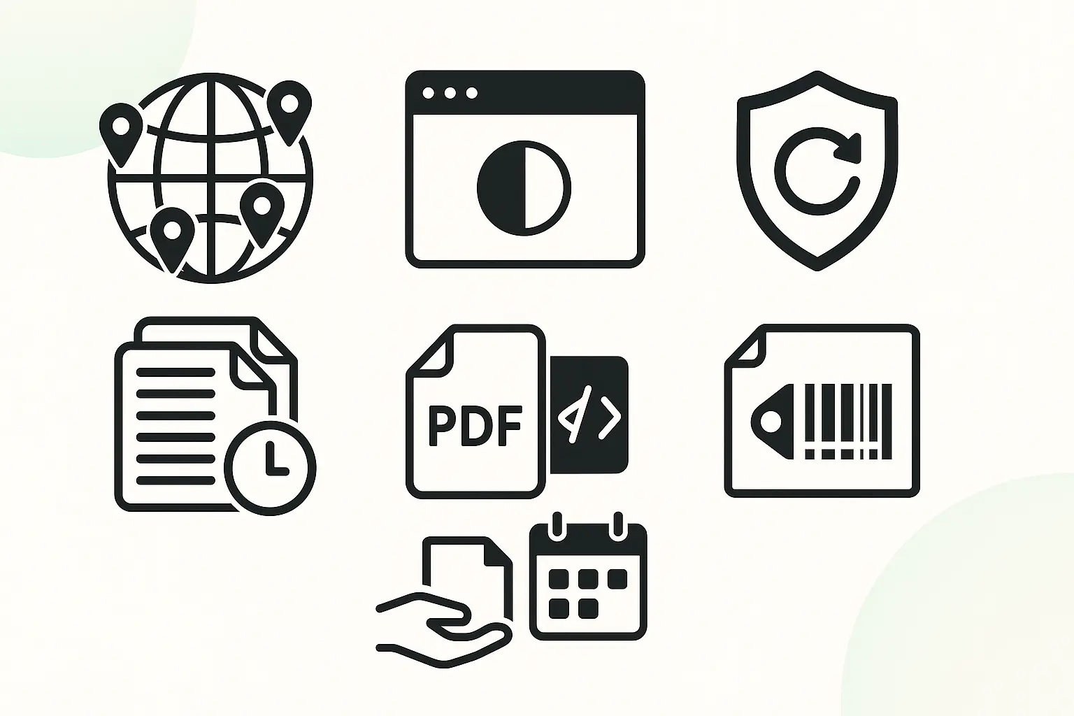 EU 2021/2226 ve 2025/1234 sonrası eIFU için sembol görseli: dil işaretçileri, erişilebilirlik arayüzü, sürüm arşivi, etiket–UDI, PDF/HTML formatı, talep halinde kağıt IFU, risk ve PMS güncellemeleri.